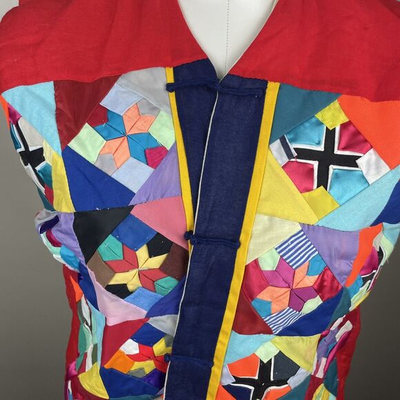 Red Vintage Patchwork Quilted Vest - Picture 2 of 9